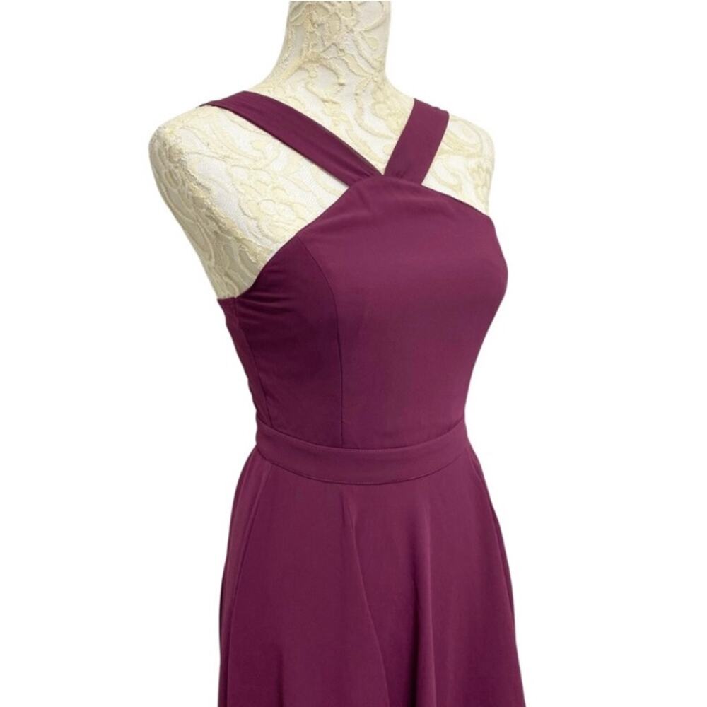 Lulus Forevermore Dress Womens XS Burgundy Halter Skater NWT Chiffon Party Prom - Picture 3 of 11